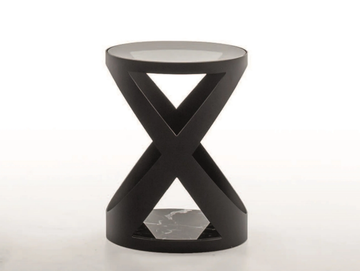 RIMINI - High metal and glass side table with marble base by Tonin Casa - view 2